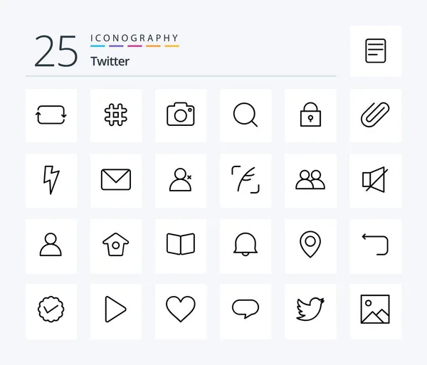 Twitter Line Icon Pack Including Lock Max Twitter Tool Search — Vettoriale Stock
