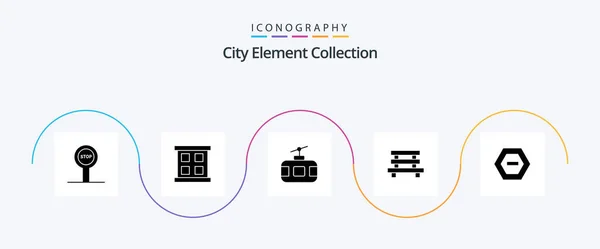 City Element Collection Glyph Icon Pack Including Element Bench Tourism — Vettoriale Stock