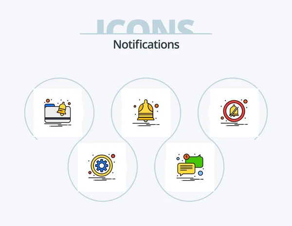 Notifications Line Filled Icon Pack Icon Design Message Phone Notification — Stock Vector
