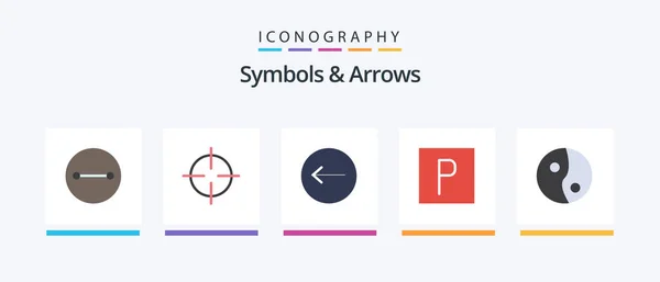 Symbols Arrows Flat Icon Pack Including Left Yin Sign Creative — Vetor de Stock