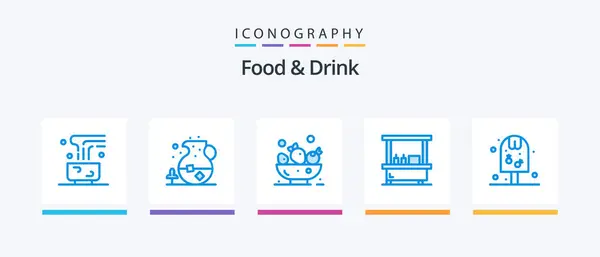 Food Drink Blue Icon Pack Including Stand Food Drink Drink — Archivo Imágenes Vectoriales