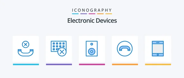 Devices Blue Icon Pack Including Ipad Hang Devices Handset Technology — Archivo Imágenes Vectoriales