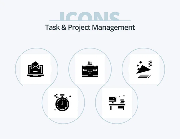 Task Project Management Glyph Icon Pack Icon Design Travel Bag — Stockvector