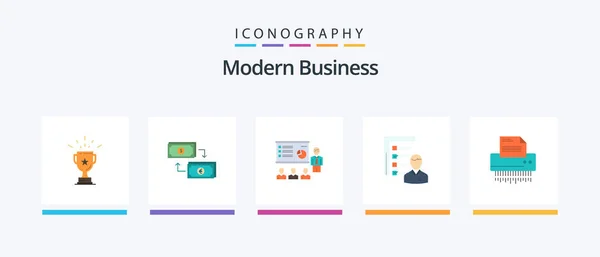 Modern Business Flat Icon Pack Including Graph Analytics Business Presentation — Stock Vector