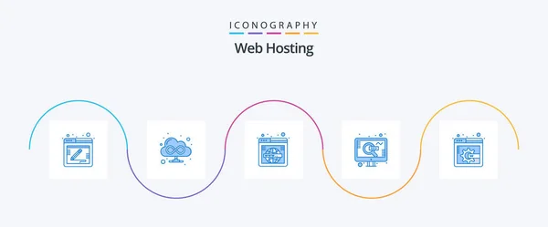 Web Hosting Blue Icon Pack Including Web Page Search Search — Stok Vektör