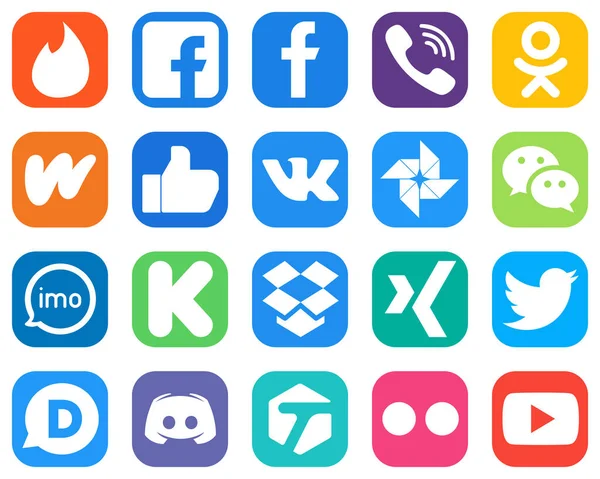 Minimalist Social Media Icons Audio Messenger Wattpad Wechat Icons High — Stock Vector