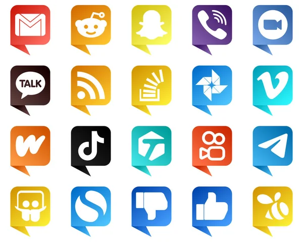 Chat Bubble Style Icons Major Social Media Pack Stock Stockoverflow — Vetor de Stock