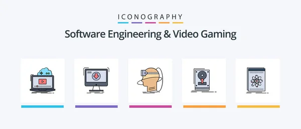 Software Engineering Video Gaming Line Filled Icon Pack Including Sport — Stockvektor