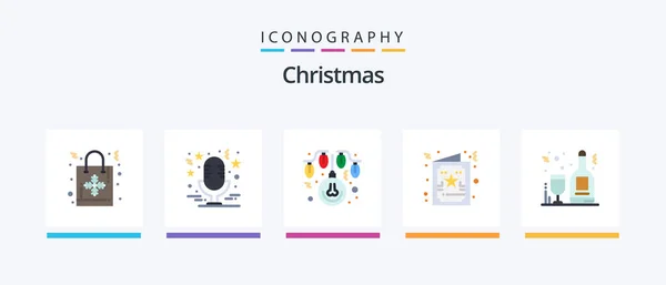 Christmas Flat Icon Pack Including Alcohol Greeting Music Christmas Lights — Stockový vektor