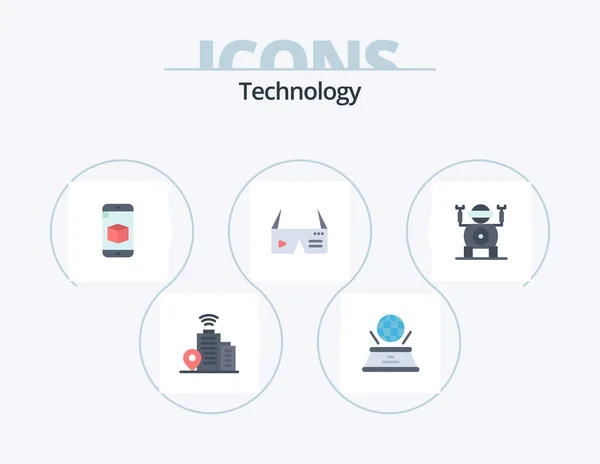 Technology Flat Icon Pack Icon Design Technology Google Cell Glasses — Vetor de Stock