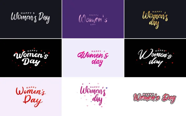 Abstract Happy Women Day Logo Love Vector Design Pink Purple — Stock Vector