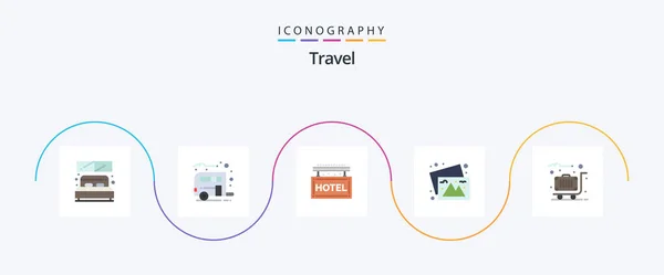 Travel Flat Icon Pack Including Suitcase Images Hotel Travel Camera — Vector de stock