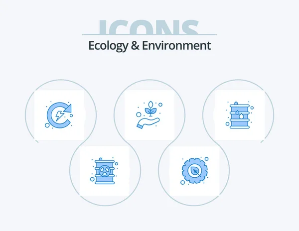 Ecology Environment Blue Icon Pack Icon Design Energy Herbal Natural — Stockvector
