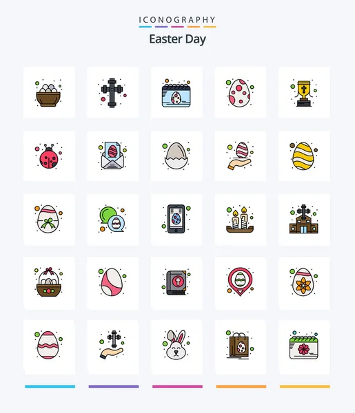 Creative Easter Line Filled Icon Pack Goblet Celebration Calendar Egg — Stockový vektor
