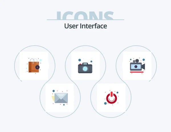 User Interface Flat Icon Pack Icon Design Video Camera Shop — Διανυσματικό Αρχείο