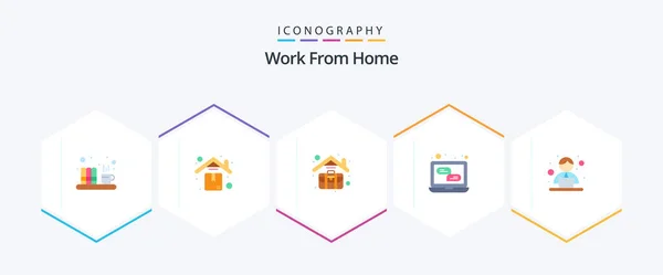 Work Home Flat Icon Pack Including Routine Communication Briefcase Web — Archivo Imágenes Vectoriales