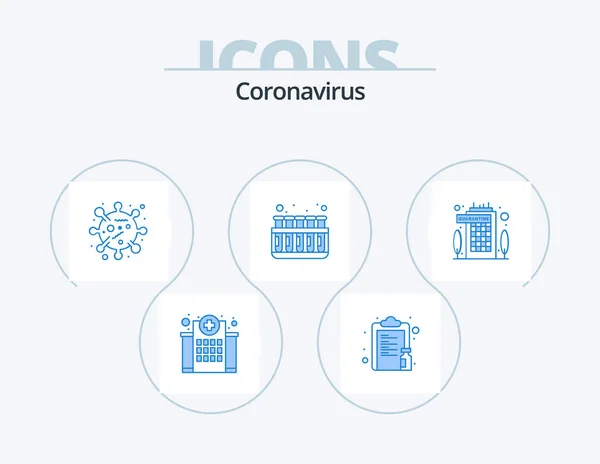 Coronavirus Blue Icon Pack Icon Design Lab Test Vaccine Chemistry — Wektor stockowy