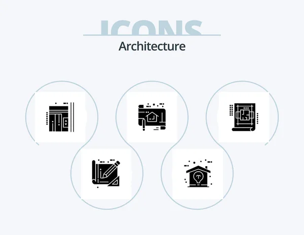 Architecture Glyph Icon Pack Icon Design Ruler Blue Print Elevator — Image vectorielle