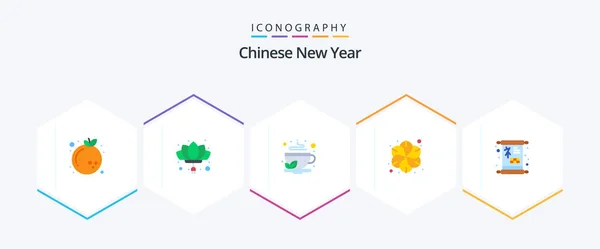 Chinese New Year Flat Icon Pack Including Spa Flower New — Archivo Imágenes Vectoriales