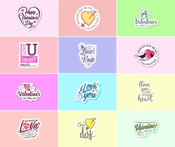 Valentine Day Time Romance Passion Stickers — Stockvector