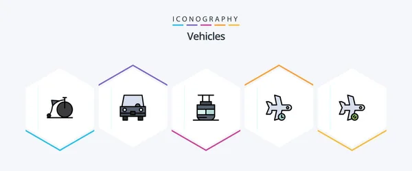 Vehicles Filledline Icon Pack Including Transportation Plane Vehicles Flight Vehicles — Stockvector