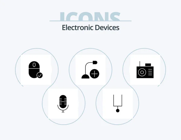 Devices Glyph Icon Pack Icon Design Radio Hardware Devices Gadget — Vector de stock