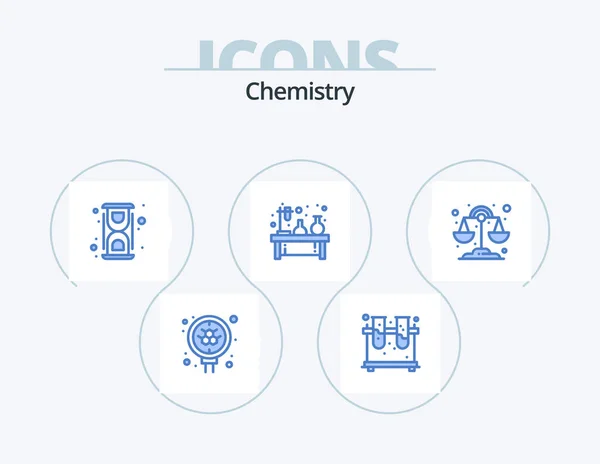 Chemistry Blue Icon Pack Icon Design Lamp Flask Chemical Experiment — Vector de stock