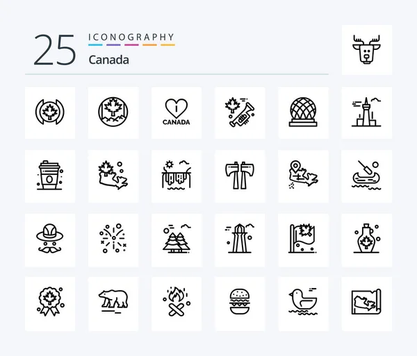 Canada Line Icon Pack Including Buildings Dome Canada City Building — Archivo Imágenes Vectoriales