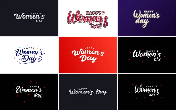 International Women Day Vector Hand Written Typography Background — Vetor de Stock
