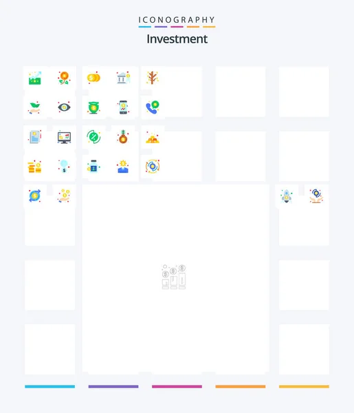 Creative Investment Flat Icon Pack Investment Money Coins Investment Bank — Stockvector