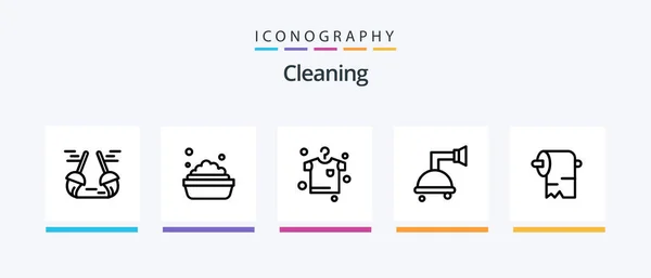 Cleaning Line Icon Pack Including Cleaning Bathroom Cleaning Soap Cleaning — Archivo Imágenes Vectoriales