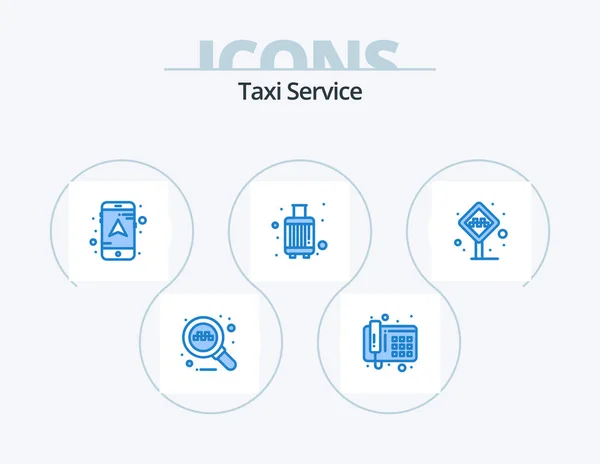 Taxi Service Blue Icon Pack Icon Design Taxi Cabin Navigation — Stockvector