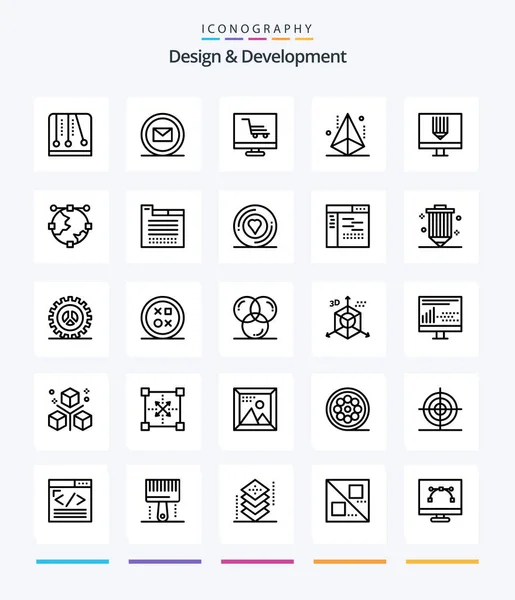 Creative Design Development Outline Icon Pack Coding Modeling Development Geometry — Stockový vektor