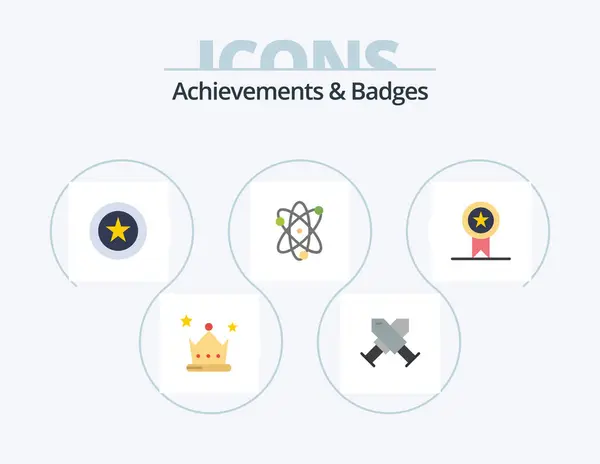 Achievements Badges Flat Icon Pack Icon Design Insignia Wreath Achievement — Stock Vector