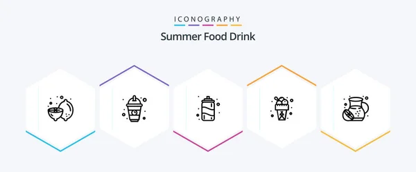 Summer Food Drink Line Icon Pack Including Fruit Food Drink — Image vectorielle