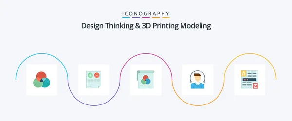 Design Thinking Printing Modeling Flat Icon Pack Including Web Services — Wektor stockowy