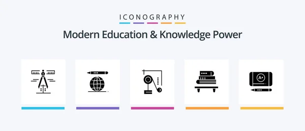 Modern Education Knowledge Power Glyph Icon Pack Including Education Best — Stock Vector