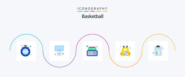 Basketball Flat Icon Pack Including Clipboard Digital Check List Sport — Vettoriale Stock