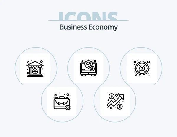 Economy Line Icon Pack Icon Design Dollar Graph Data Dollar — Stockvector