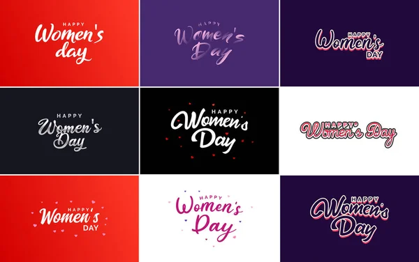 Set International Women Day Cards Logo Gradient Color Scheme — Stock vektor