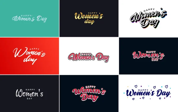 Abstract Happy Women Day Logo Women Face Love Vector Logo — Stok Vektör