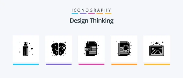 Design Thinking Glyph Icon Pack Including Photo Corel Image Search — Stock vektor