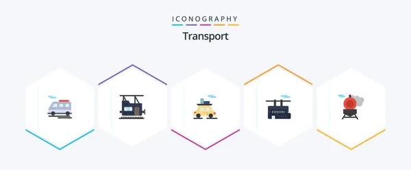 Transport Flat Icon Pack Including Train Transport Retro Transport — Wektor stockowy