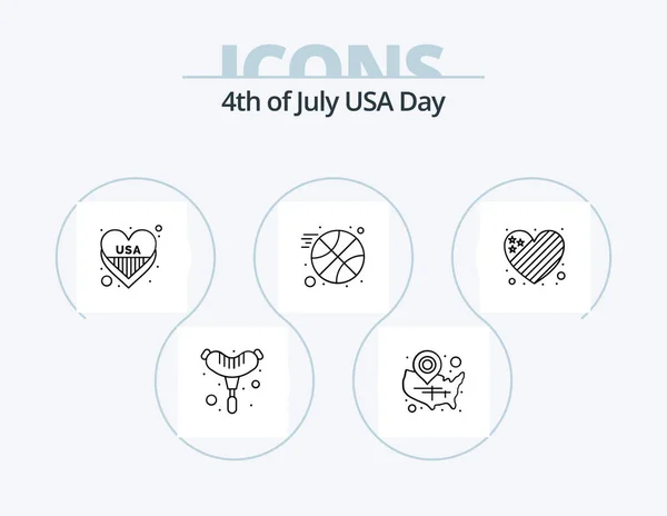 Usa Line Icon Pack Icon Design Pumpkin Food American Investigating — Stock vektor