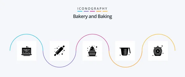Baking Glyph Icon Pack Including Chrono Jug Bread Rolling Pin — Stock Vector