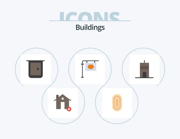 Buildings Flat Icon Pack Icon Design Street Sign Ornamental Home — Stockvektor