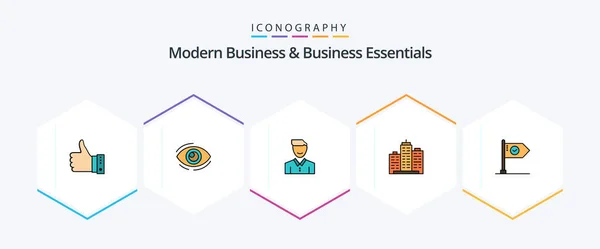 Modern Business Business Essentials Filledline Icon Pack Including Happy Client — 图库矢量图片