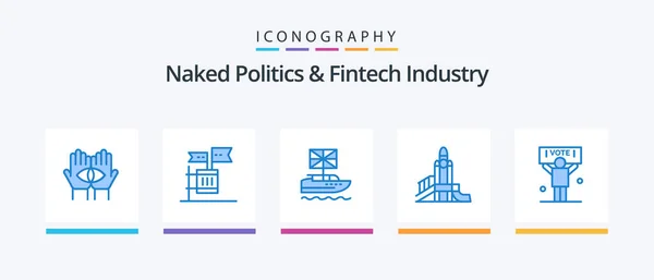 Naked Politics Fintech Industry Blue Icon Pack Including Games Election — Vettoriale Stock