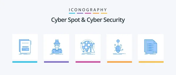 Cyber Spot Cyber Security Blue Icon Pack Including Spider Bug — Vetor de Stock