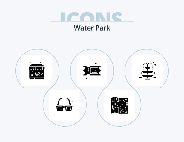 Water Park Glyph Icon Pack Icon Design Park Fountain Garden — Stockvector